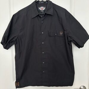Harley-Davidson Black Men’s Casual Button Down Mechanic’s Shirt